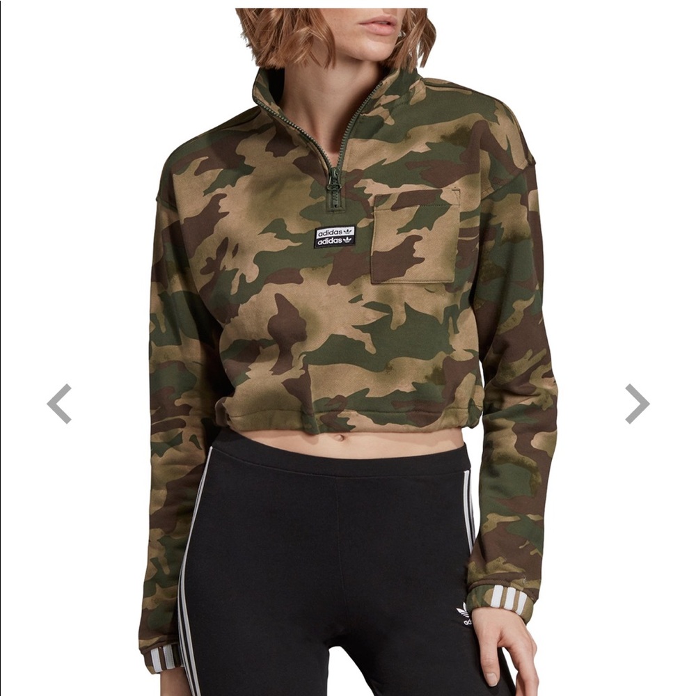 Adidas originals women’s zip pullover camo crop